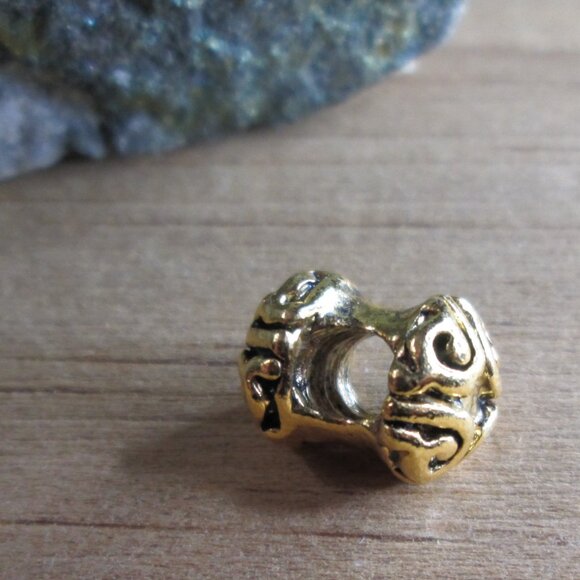 Antiqued Gold Plated Sterling Silver Ornament Spacer European Charm - Picture 9 of 11